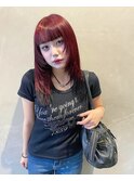 カシスレッド　裾カラー　顔まわりカット　(新潟/古町)
