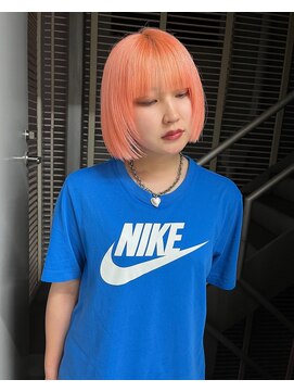 天神美容室 【KASUMI天神美容室】ハイトーン×オレンジ×ボブ