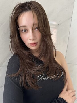 サイン 渋谷(SIGN) 韓国ヘアブリーチ無し渋谷レイヤーカットグレージュブリーチ無し