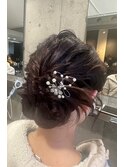 ふんわり立体感うなじスッキリアップヘア！結婚式二次会花嫁