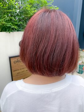 ヘアサロンオーケストラ(HAIR SALON ORCHESTRA) 福山　ピンクカラー　シンプルボブ〈ORCHESTRA〉