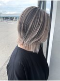 バレイヤージュグレーベージュミディ