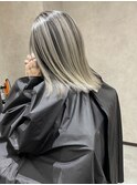 バレイヤージュ、ハイライト、グレージュカラーショコラアッシュ