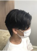 ニュアンスセンターパート(刈り上げツーブロック黒髪パーマ)