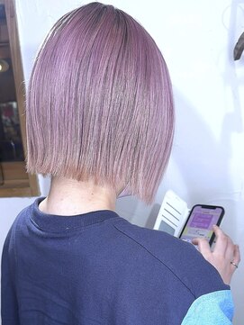 ブレイズヘアー(BLAZEhair) ミニボブ×グレーピンク×ブリーチ2回