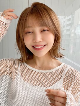 エトラ 渋谷店(etora) 前髪 外ハネボブ 小顔 クラゲヘアー オリーブグレー"