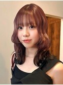 ブリーチなしカラー ピンクベージュ 裾カラー 透明感カラー 20代