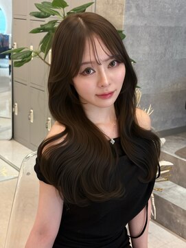 エヌ 大阪梅田店(enu) オリーブベージュ/韓国風/レイヤー/海外風/梅田/顔周りカット