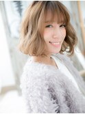 *mod's上尾*アシンメトリー*くせ毛風抜け感小顔ボブa