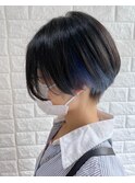 ハンサムショート・インナーカラー・刈り上げショートボブ
