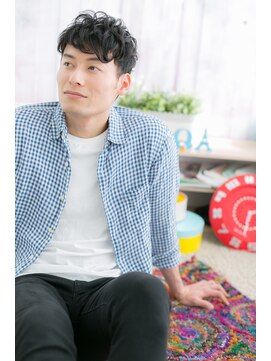 ミック 日暮里店(miq) ニュアンスパーマチャコールグレー無造作ショートb1