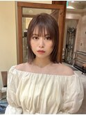 長めボブ ラベージュ ラベンダーカラー 姫カット 切りっぱなし