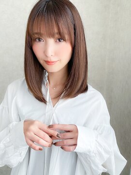 フレームプラス なんば駅前店(FRAME+) シースルー前髪艶カラーナチュラルストレート