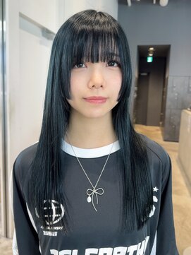 アルバム 銀座(ALBUM GINZA) アッシュブラックフレンチカジュアルレイヤーロング_F10198