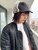 イロウ 天神大名店(IROW)&nbsp;ピンクカラー　切りっぱなしボブ　艶カラー　外ハネ【天神大名】