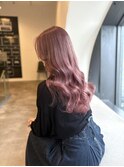 ピンクベージュベージュレイヤーブリーチカラー