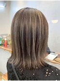 くびれミディアムハイライト白髪ぼかし髪質改善/メイキー本厚木