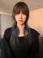 ペレ 原宿(PELE)&nbsp;ミルクティーブロンド/ダークブルー/デジタルパーマ/原宿