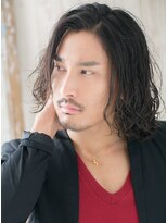 モッズヘア メン 仙台愛子駅前店(mod's hair men) 大人センターパートダークアッシュ波巻きツイストパーマミディc