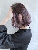 ムウ 難波(MOU)&nbsp;ハッシュカットフルバング似合わせカットレッドブラウン20代30代