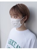 黒髪インナーカラー 髪質改善ハイトーンショートパーマ