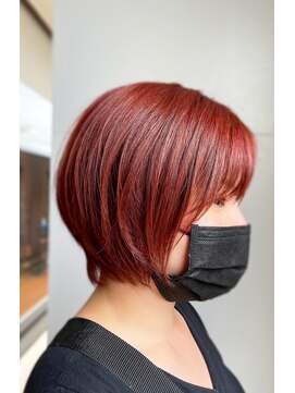 カーサインフィニテイ Hair Design caRsa INFINITY ショートボブ　レッド