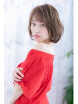 ミック 日暮里店(miq)&nbsp;シースルー前髪暖色系カラー小顔くせ毛風前下がりボブa1