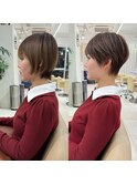 前髪あり耳掛け丸みくびれショートボブ20代30代40代50代（蘭）