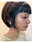 カカオブラウン/ブルー/インナーカラー/10代20代/薬院