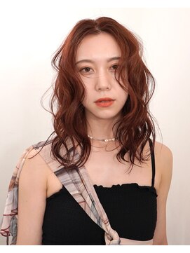 レコ 渋谷(LECO) レイヤーカット透明感ディープオレンジダブルカラー