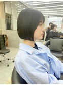 透明感無造作ボブ+ブリーチなし地毛風グレージュ/前髪[横浜]