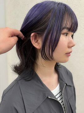 グーフィートーキョー 銀座(Goofy Tokyo) Goofy銀座/逆インナーカラー/ブルーバイオレット/ステップカット