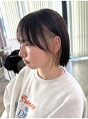 クロスパーマインナーカラーボブ前髪カット