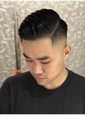 七三分け◎大人フェードバーバースタイル×ツーブロック