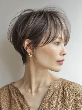 白髪ぼかし脱白髪染め似合わせショートボブ40代50代60代♪