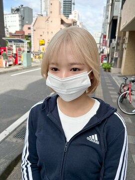 ブリックバイブレイス 千葉 千葉中央(brick by brace) 千葉駅/ミルクティーブロンド/ダークブルー/デジタルパーマ