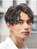 大分シャドウパーマメンズカットラウンドマッシュセンターパート
