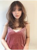 田中みな実風ミディアム_オリーブベージュレイヤーカット