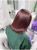 大人可愛い20代30代小顔ナチュラルミディアム深みワインレッド