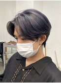 韓国メンズハイトーンカラーミルクティーベージュツーブロック