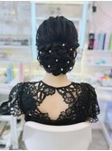 結婚式 二次会 お呼ばれ アップスタイル＋パールピン