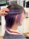 栃木大人ショートボブグレイカラー白髪染め白髪ぼかしハイライト