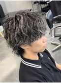 メッシュパーマ波巻きパーマハイライトカラーメンズブリーチ