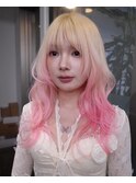 ブロンド×ピンク