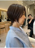 表参道白髪ぼかしレイヤーボブウルフショートヘアベージュ40代◎