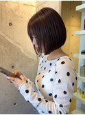 顎下ボブ × 柔らかブラウン