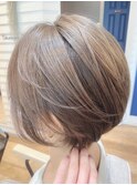 【RAWR】くびれショートボブ_透明感_ミルクティーベージュ