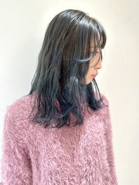 フォーク FOLK 【FOLK】透明感ペールブルー☆似合わせ波巻きミディアム♪