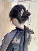シンプルお団子ヘア お呼ばれアレンジ