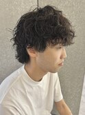 メンズパーマミディアムパーマシャドウパーマ波巻きパーマ眉毛